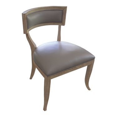 Klismos Leather Chair In Grey