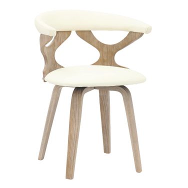 Klyne Wooden Dining Chair with Washed Walnut Frame In White