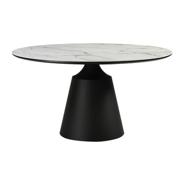 Knox Round Dining Table with Stone Top In Gray