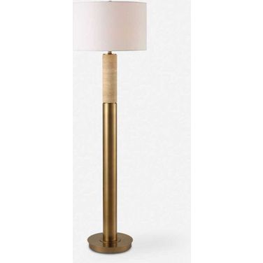 Knox Travertine Floor Lamp In Brass