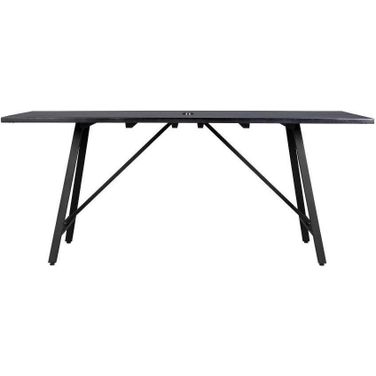 Koala Outdoor Patio Dark Eucalyptus Wood And Metal Rectangle Dining Table
