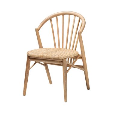 Kobe Wood and Rattan Dining Chair In Natural Brown
