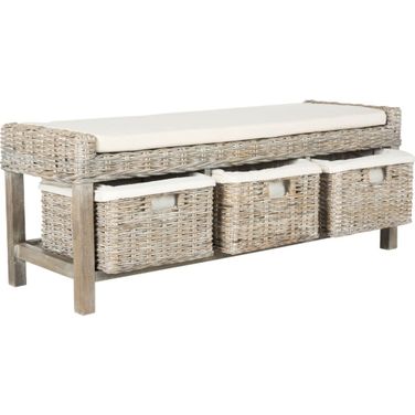 Kobutsu Grey White Wash and Eggshell Storage Bench