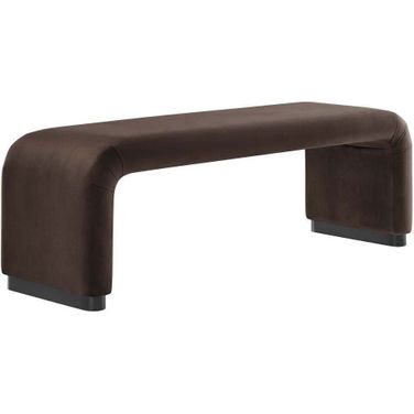 Koda Performance Velvet Waterfall Long Bench In Chocolate Brown