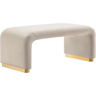 Koda Performance Velvet Waterfall Ottoman In Brass Almond