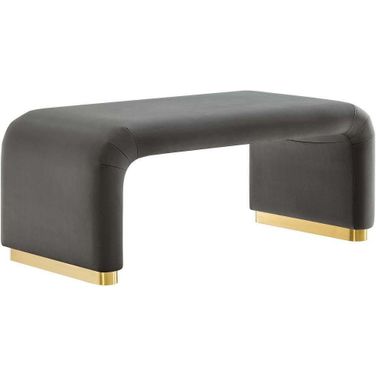 Koda Performance Velvet Waterfall Ottoman In Storm Gray