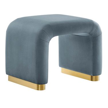 Koda Performance Velvet Waterfall Stool In Blue