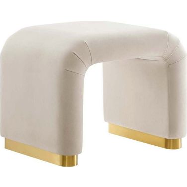 Koda Performance Velvet Waterfall Stool In Brass Almond