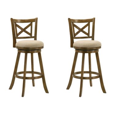 Kodi Swivel Bar Height Bar Stool Set of 2 In Sepia Brown and Light Scone