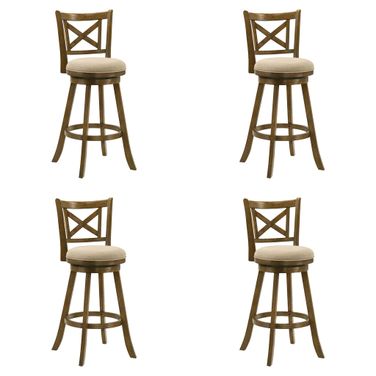 Kodi Swivel Bar Height Bar Stool Set of 4 In Sepia Brown and Light Scone
