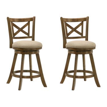 Kodi Swivel Counter Height Bar Stool Set of 2 In Sepia Brown and Light Scone