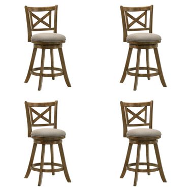 Kodi Swivel Counter Height Bar Stool Set of 4 In Sepia Brown and Grey
