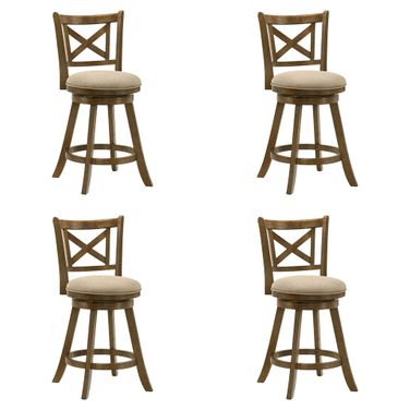Kodi Swivel Counter Height Bar Stool Set of 4 In Sepia Brown and Light Scone