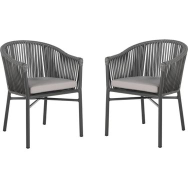 Kofi Gray With Gray Cushion Stackable Rope Chair Set of 2