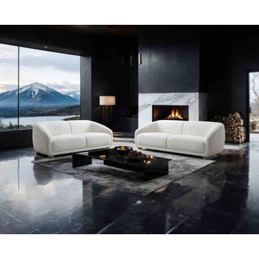 Kolvere Living Room Set Boucle In White