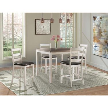 Kona Brown And White 5 Piece Counter Height Dining Room Set