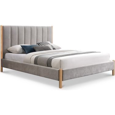Kona Polyester Fabric King Bed In Grey