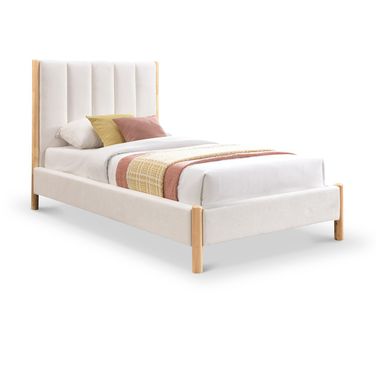 Kona Polyester Fabric Twin Bed In Cream
