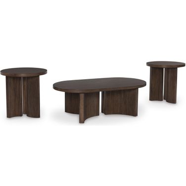 Korestone Occasional Table Set In Dark Brown