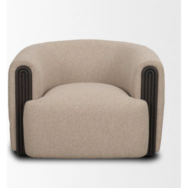 Kornelia Barrel Accent Chair with Textured Fabric In Mushroom