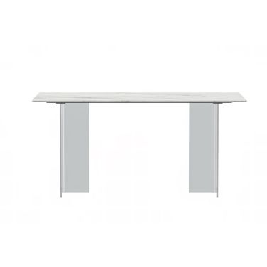 Kova 55 Inch Dining Table with Sintered Stone Top In White and Clear