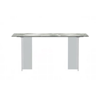 Kova 71 Inch Dining Table with Sintered Stone Top In Clear and Light Grey