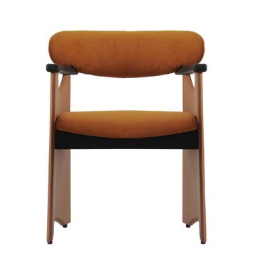 Koya Velyx Dirty Leather Arm Dining Chair In Orange