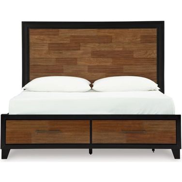 Kraeburn King Panel Storage Bed In Brown and Black