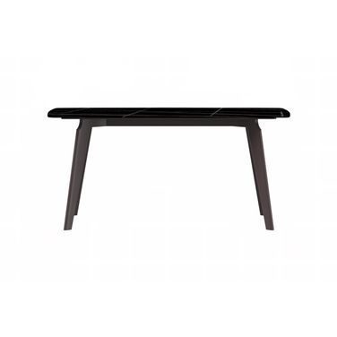 Krevor 55 Inch Dining Table with Sintered Stone Top In Black and Silver