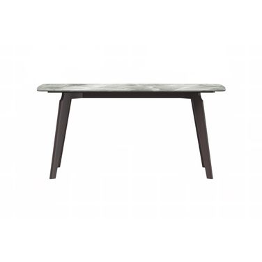 Krevor 55 Inch Dining Table with Sintered Stone Top In Silver and Light Grey