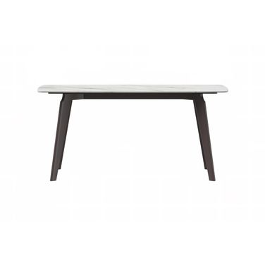 Krevor 71 Inch Dining Table with Sintered Stone Top In Silver and White