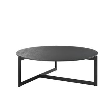 Krike 40 Inch Round Coffee Table with Tempered Glass Top In Gray