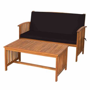 Kyushu Table and Loveseat In Black and Natural