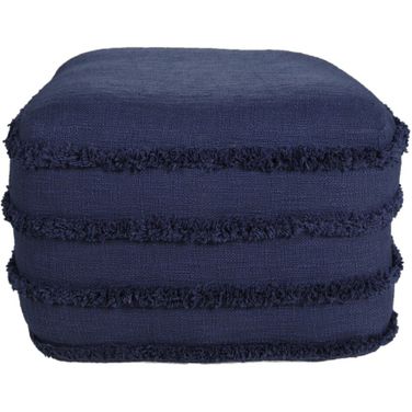 Kyvo Striped Hand-Woven All-Natural Cotton Ottoman Pouf In Blue
