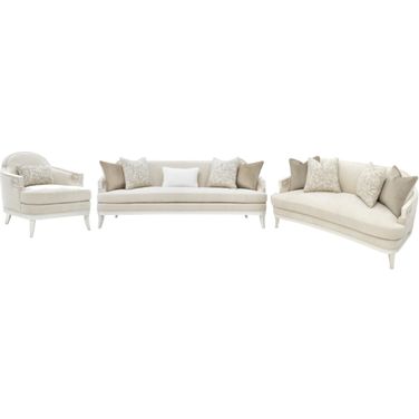 La Marisia Chenille Living Room Set In Creamy Pearl
