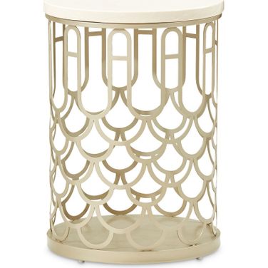 La Marisia Marble Chairside Table In Creamy Pearl