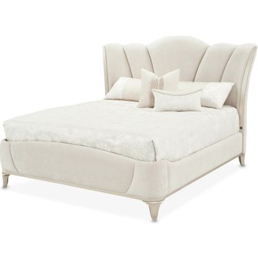 La Marisia Upholstered King Bed In Creamy Pearl