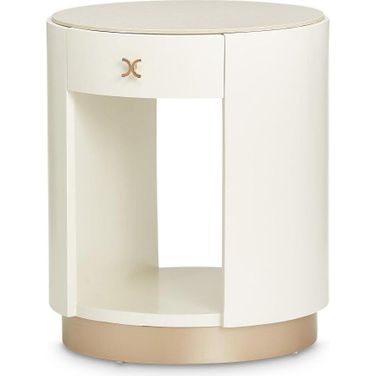 La Rachelle Round End Table with Marble Top In Champagne