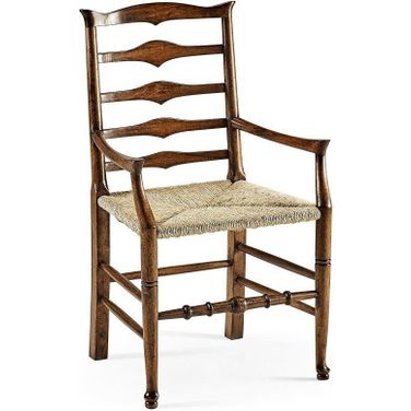 La Rochelle Triangular Detail Ladder Back Chair With Rush Seat