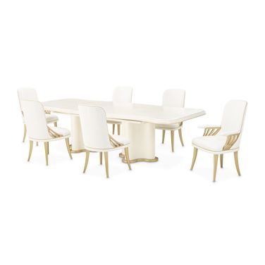 La Terrazza Double Pedestal Dining Room Set In Creamy Pearl