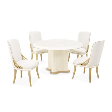La Terrazza Round Dining Room Set In Creamy Pearl