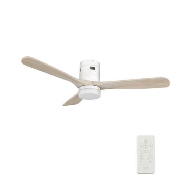 LaBelle 52 Inch 3-Blade Flush Mount Smart Ceiling Fan with LED Light and Remote In White Wash and White