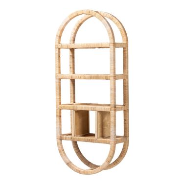 Labonita Handwoven Rattan 3-Tier Wall-Mounted Storage Shelf In Natural Brown