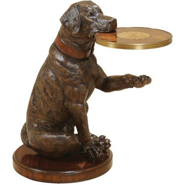 Labrador Accent Table In Cast Resin and Brass