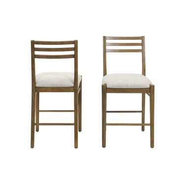 Lachlan Wood Counter Height Kitchen Dining Chairs Set of 2 In Brown