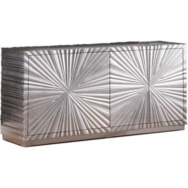 Lacy Metallic Silver Sheen Sideboard