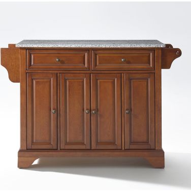 Lafayette Granite Top Full Size Kitchen Island/Cart In Cherry and Gray