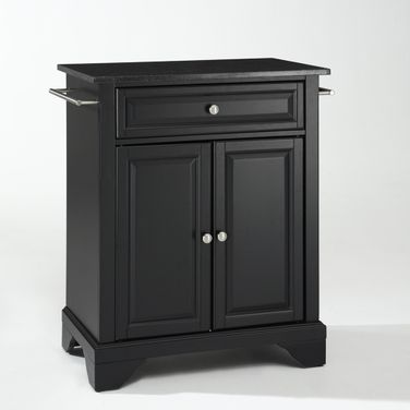 Lafayette Granite Top Portable Kitchen Island/Cart In Black