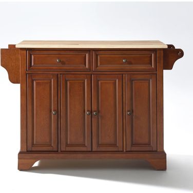 Lafayette Wood Top Full Size Kitchen Island/Cart In Cherry and Natural