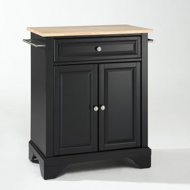 Lafayette Wood Top Portable Kitchen Island/Cart In Black and Natural
